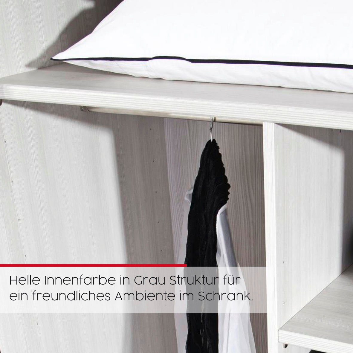 rauch Schlafzimmer-Set Valetta, Schrank, Bett, 2 Nachttische und 2 Paneele, optional mit Beleuchtung