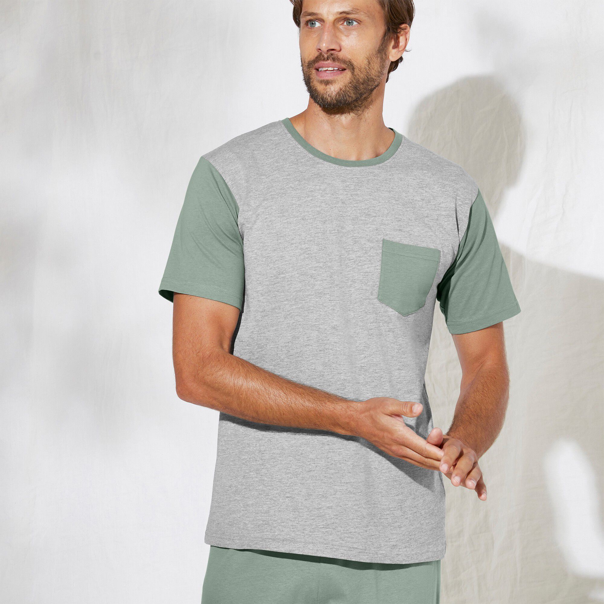 Tee-shirt pyjama bicolore manches courtes