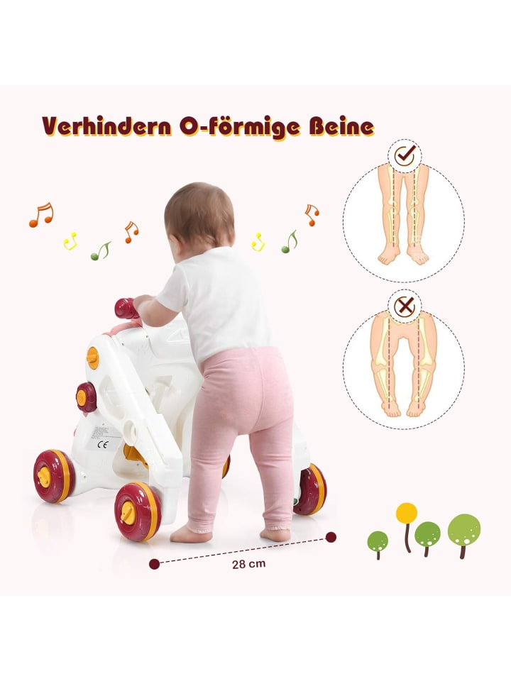 COSTWAY 3 in 1 Lauflernwagen 6-36 Monaten in Rosa günstig kaufen 46 cm