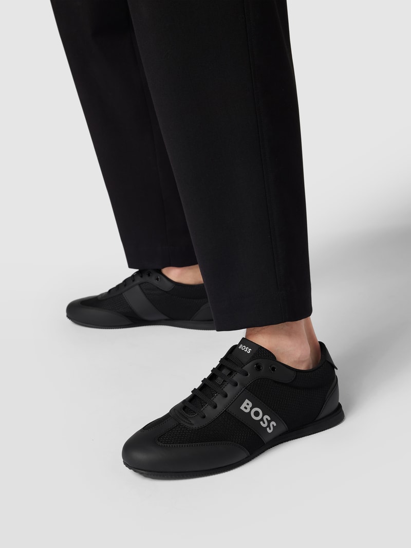 Sneaker mit Label-Print in metallic Modell 'Rusham' in schwarz