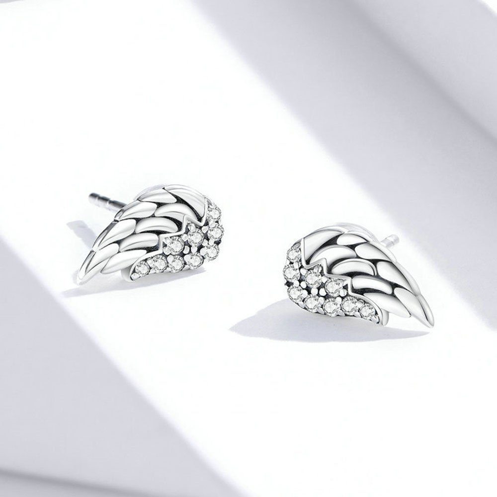 POCHUMIDUU Paar Ohrhänger 925 Sterling Silber Engelsflügel Ohrringe (2-tlg., mit 3A Zirkonia Ohrschmuck), Für Frauen Mädchen Geschenk