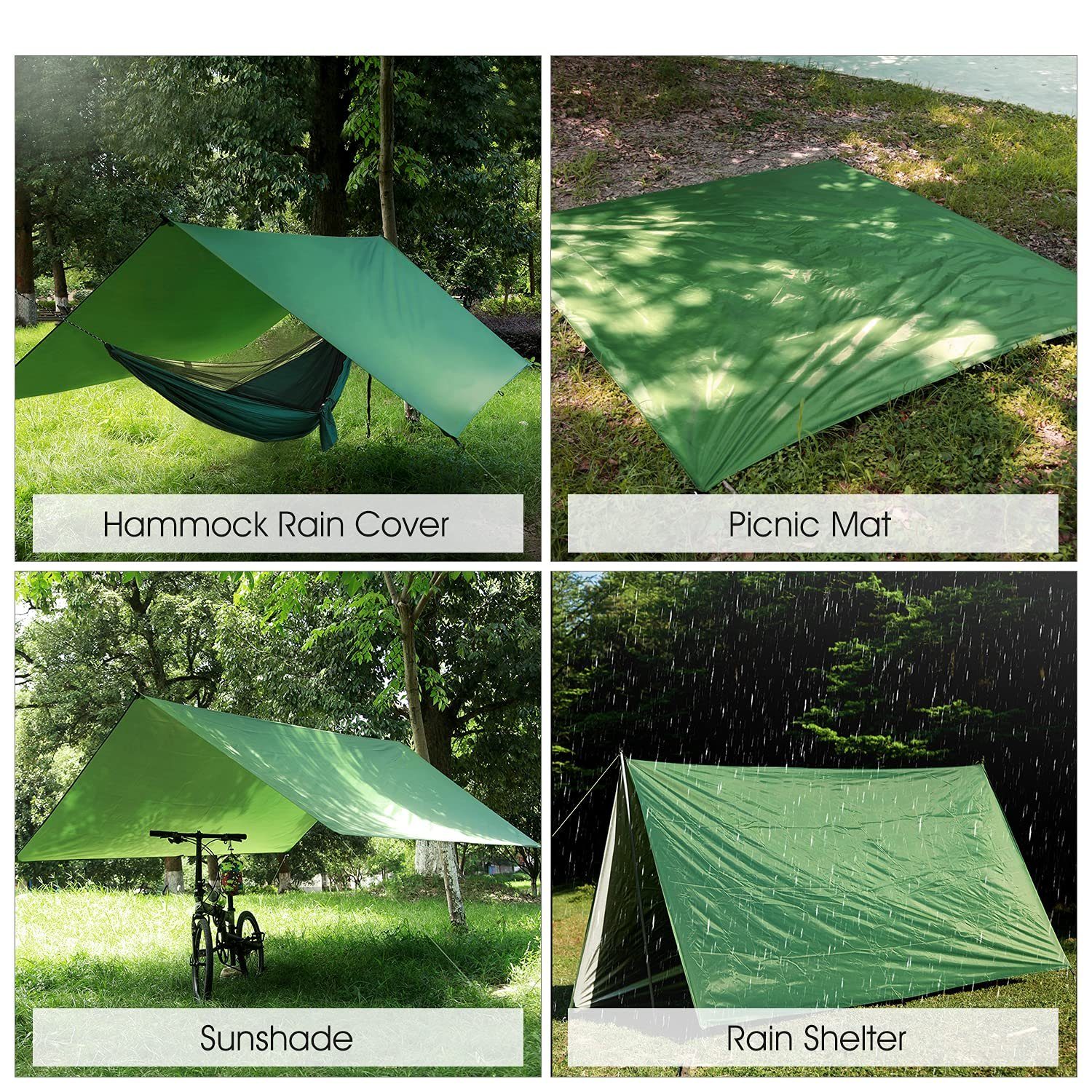 CALIYO Tarp-Zelt Tarp für Hängematte Zeltplane Regenschutz Sonnenschutz, Multifunktionales TarpTent mit Ösen Ultra-Leicht für Outdoor