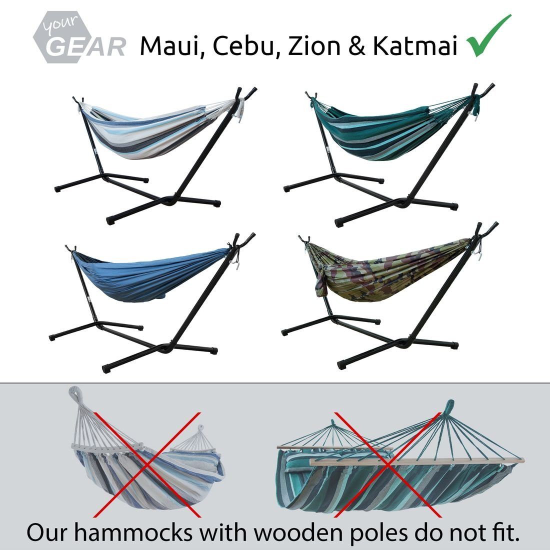 yourGEAR Hängemattengestell yourGEAR Hängemattengestell 350kg für Hängematten mit 260-350cm Länge