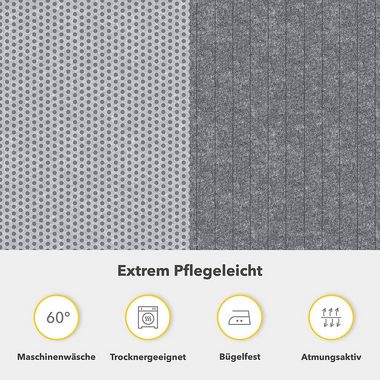 Bettwäsche Träumschön Wende Bettwäsche gestreift, Fein Biber Bettwäsche Punkte, Bettwäsche Grau, Wendebettwäsche aus 100% Baumwolle, Träumschön