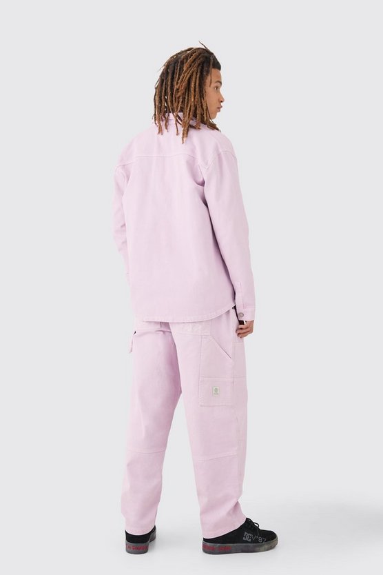 Jeans-Overshirt in Knitteroptik in Lila