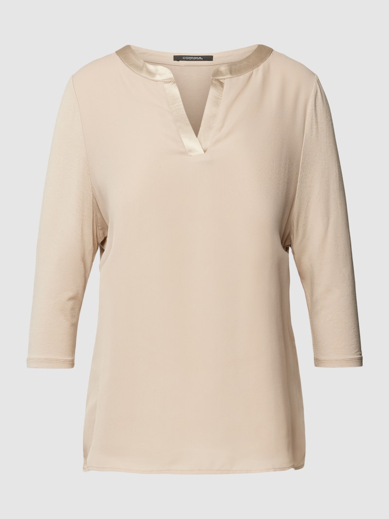 Blusenshirt mit V-Ausschnitt in sand
