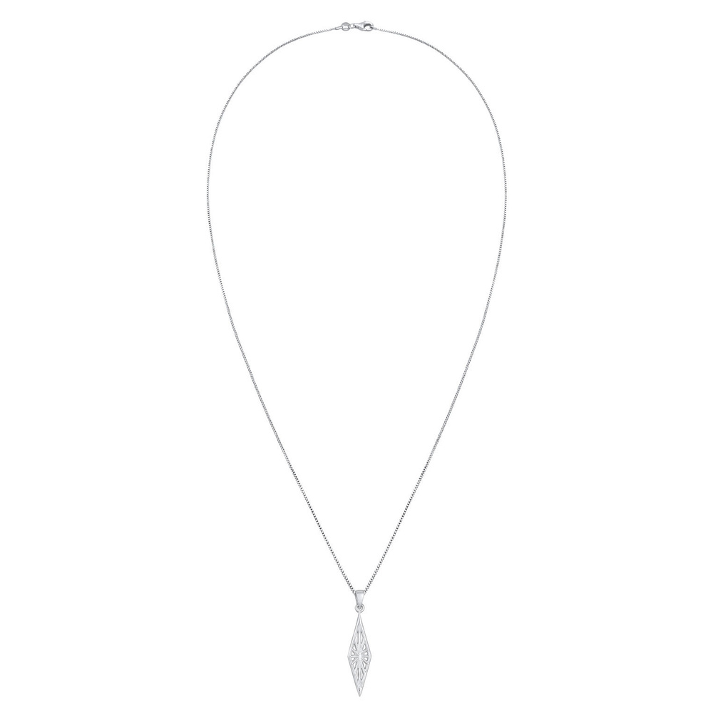 KUZZOI KUZZOI Collier Hommes pendentif losange ornement look usé en argent sterling 925 collier