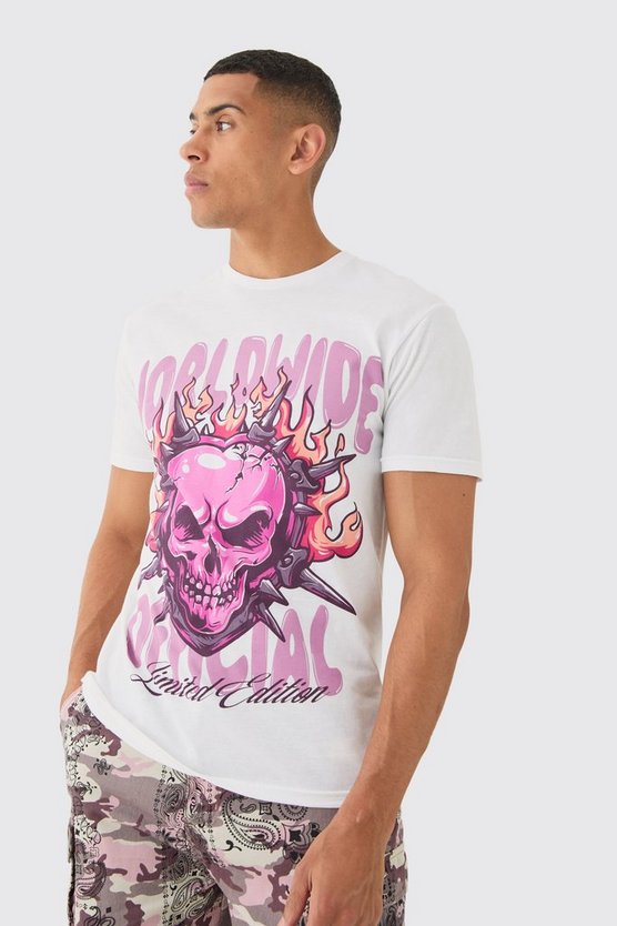 Loose Skull Flame Graphic T-shirt