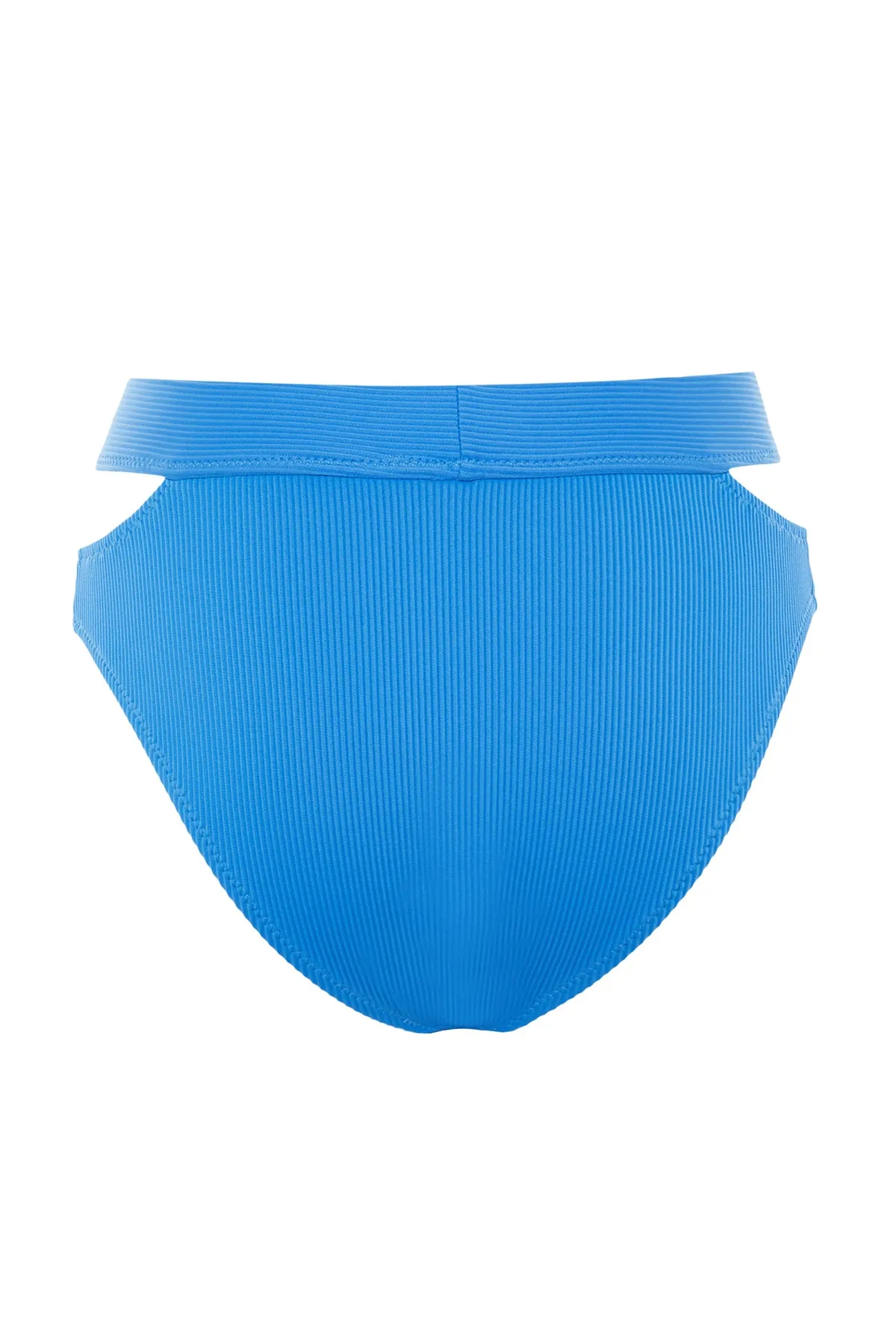 Trendyol Collection  Blaue Bikinihose mit Ausschnitt/Fensterstruktur, hoher Taille und normalem Beinverlauf TBESS21BA0215