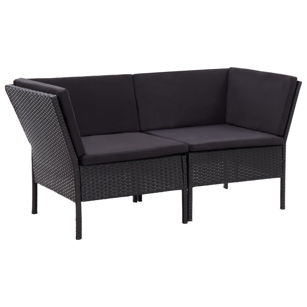 vidaXL Gartenlounge-Set 6-tlg. Garten-Lounge-Set mit Auflagen Poly Rattan Schwarz, (6-tlg)