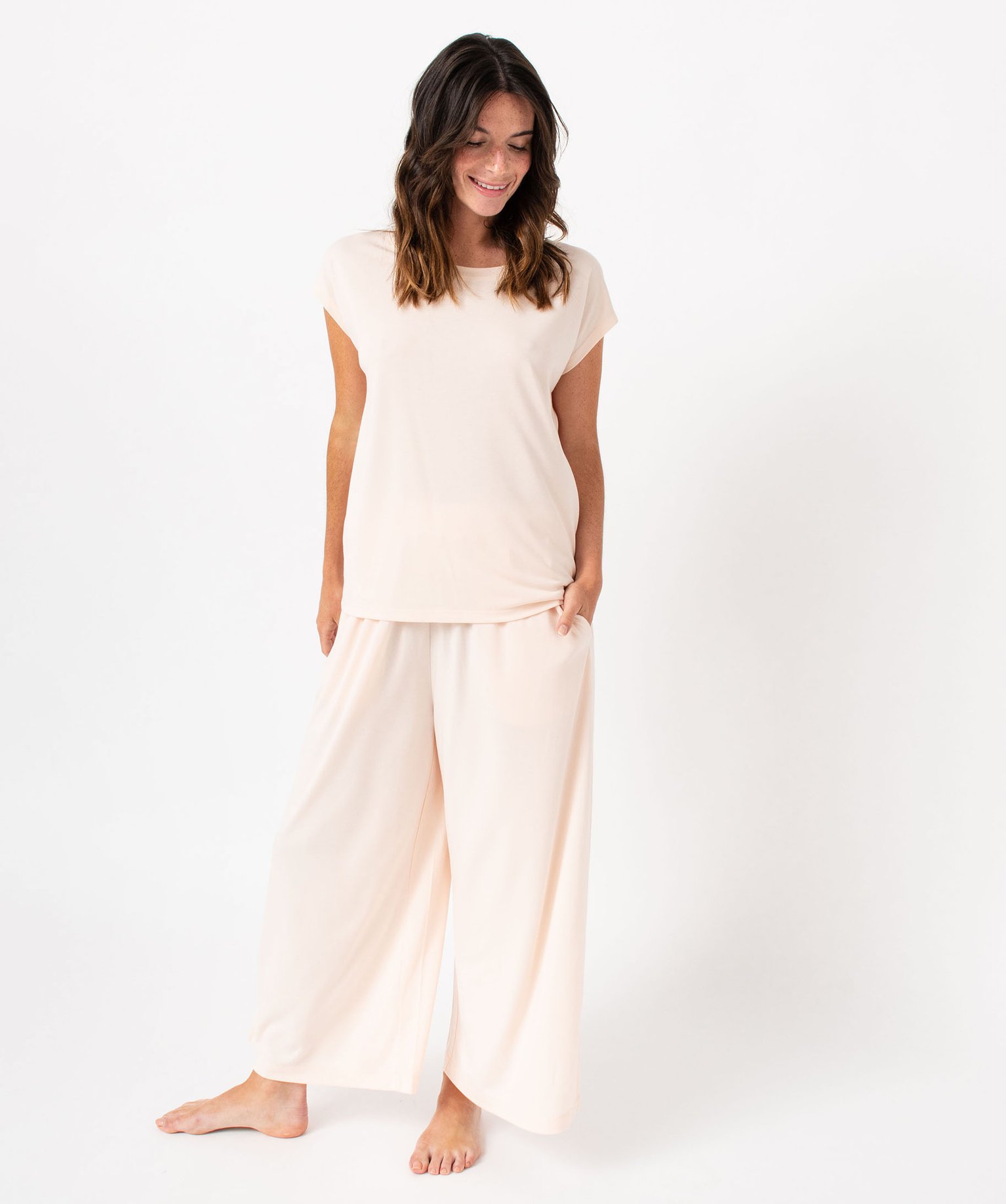 Pantalon de pyjama femme coupe large rose | GEMO