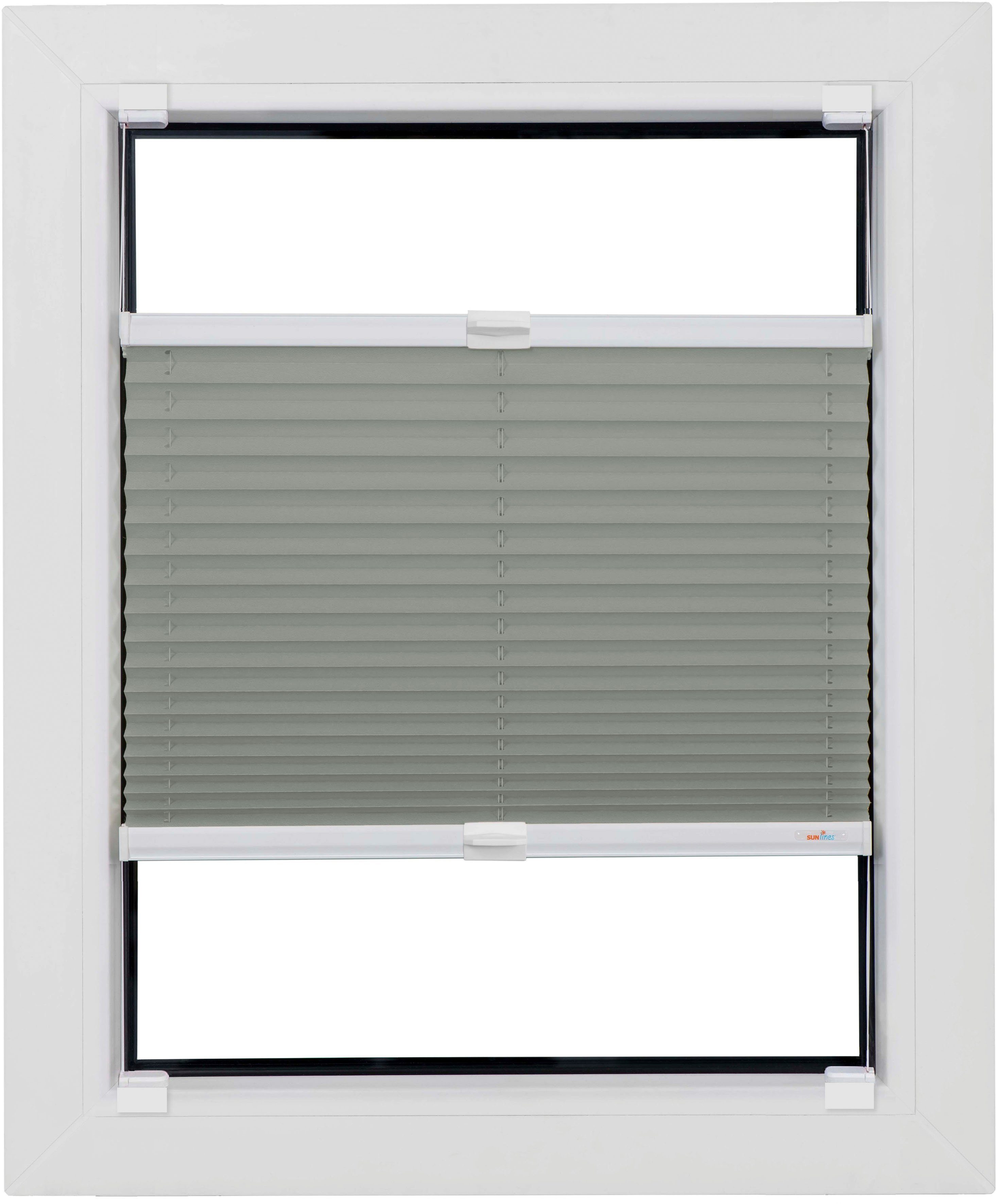 Klebe-Plissee One Size Style Plain, sunlines, blickdicht, ohne Bohren, verspannt, Haftfix, Höhe 210cm