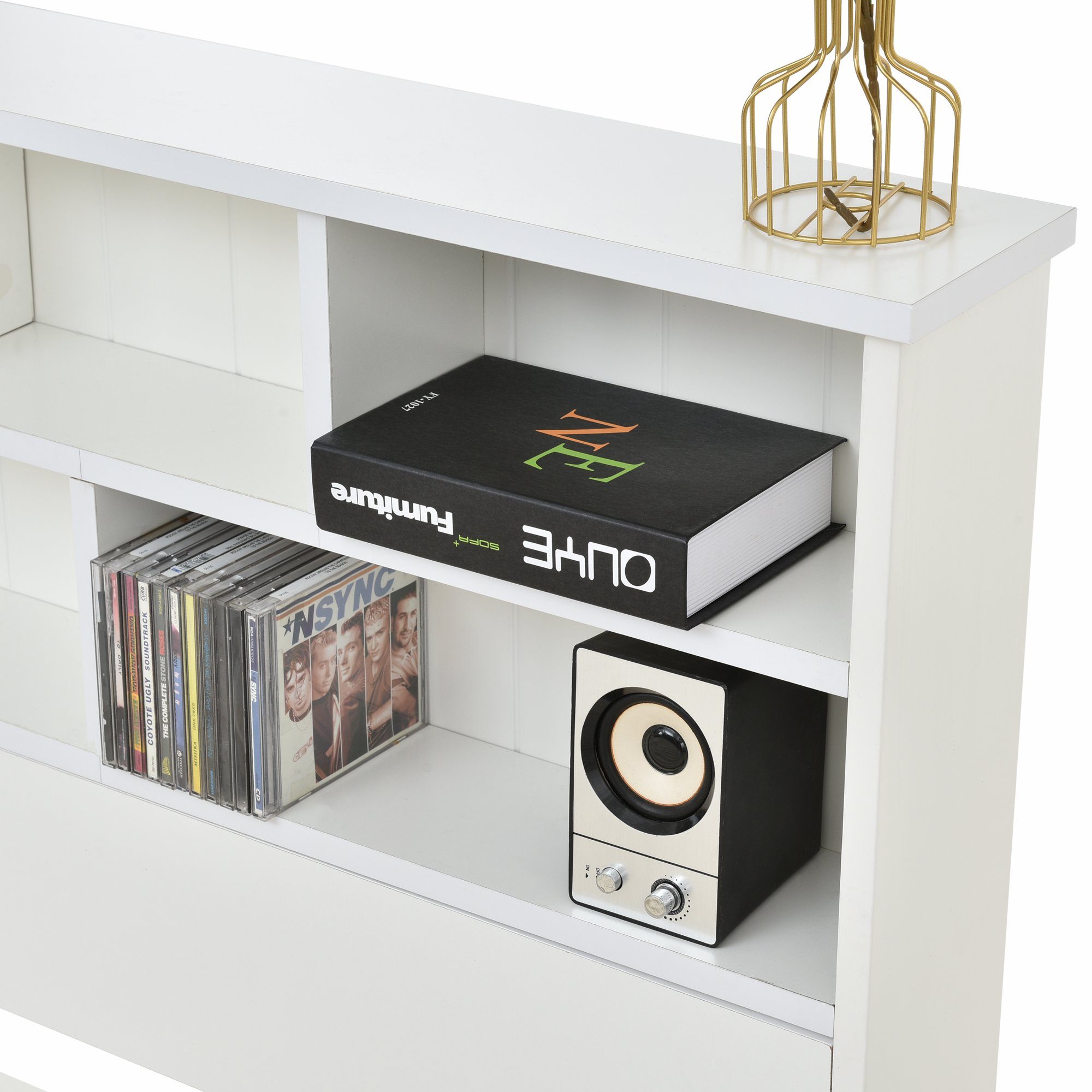 OKWISH Massivholzbett Kinderbett (90x200cm Weiß), mit Schubladen und Lattenrost,Bücherregal