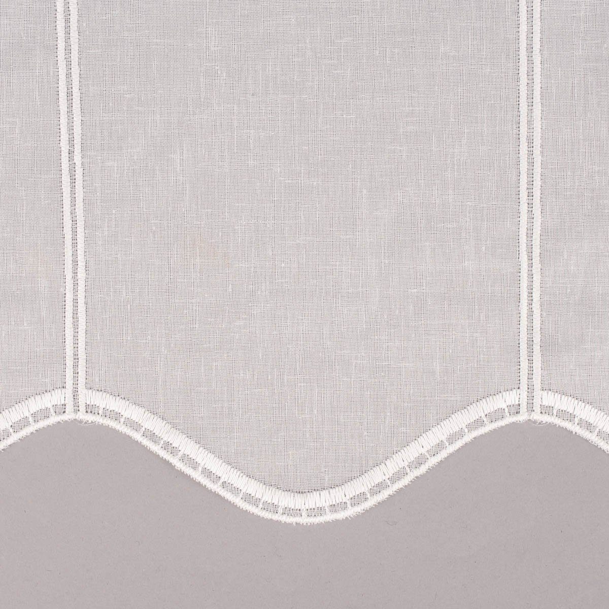 Meterware Scheibengardine nähfrei Stickerei Leinenlook ecru 30cm, SCHÖNER LEBEN., leicht perforiert, Stickerei/Stickstoff, bestickt, pflegeleicht