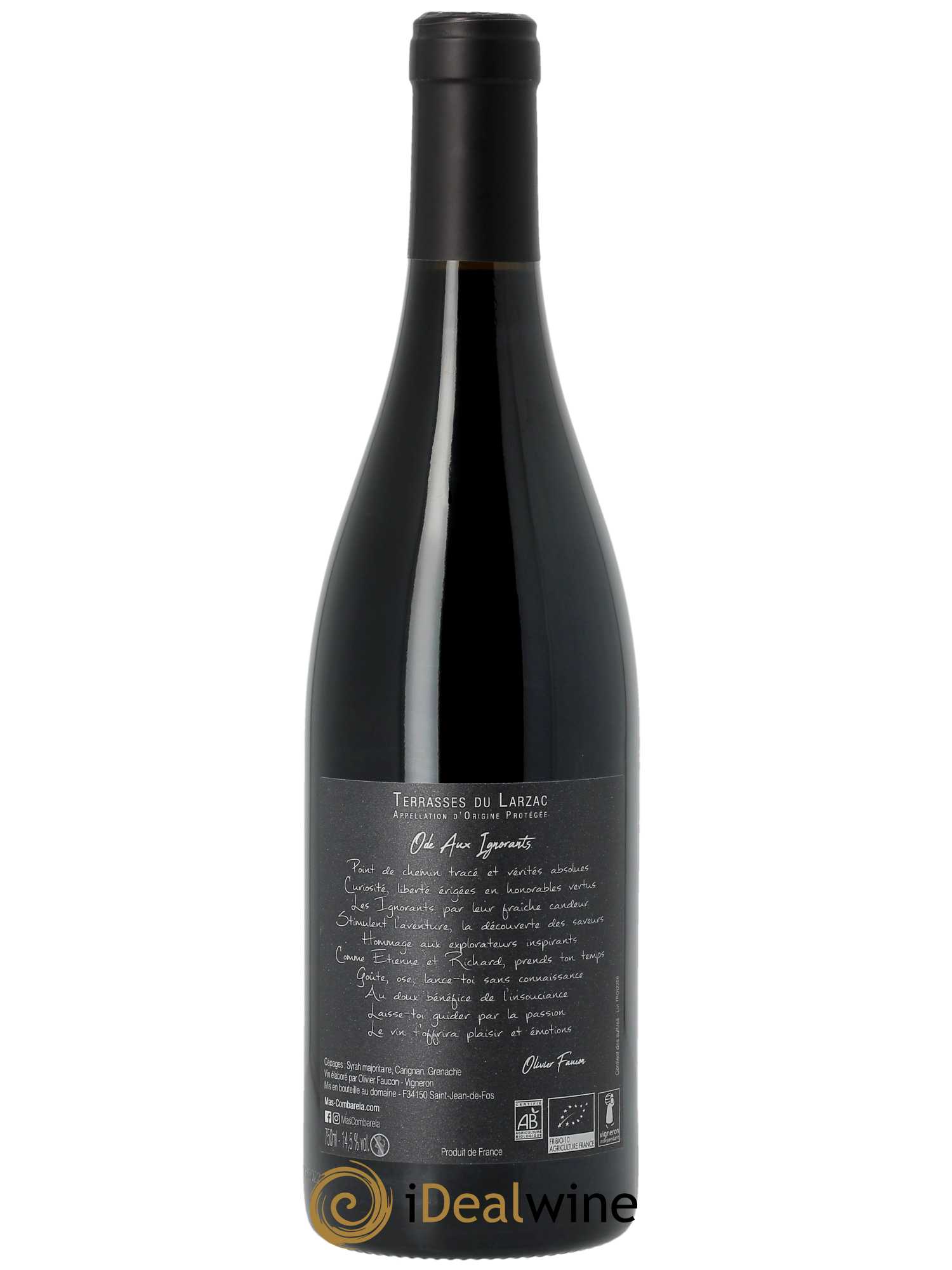 Terrasses du Larzac Ode Aux Ignorants Mas Combarela  2020 - Lot de 1 Bouteille