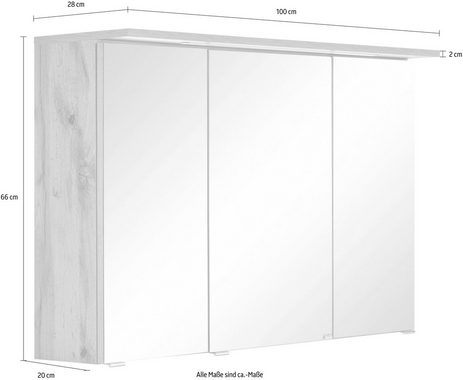 HELD MÖBEL Spiegelschrank Lucca mit LED Beleuchtung