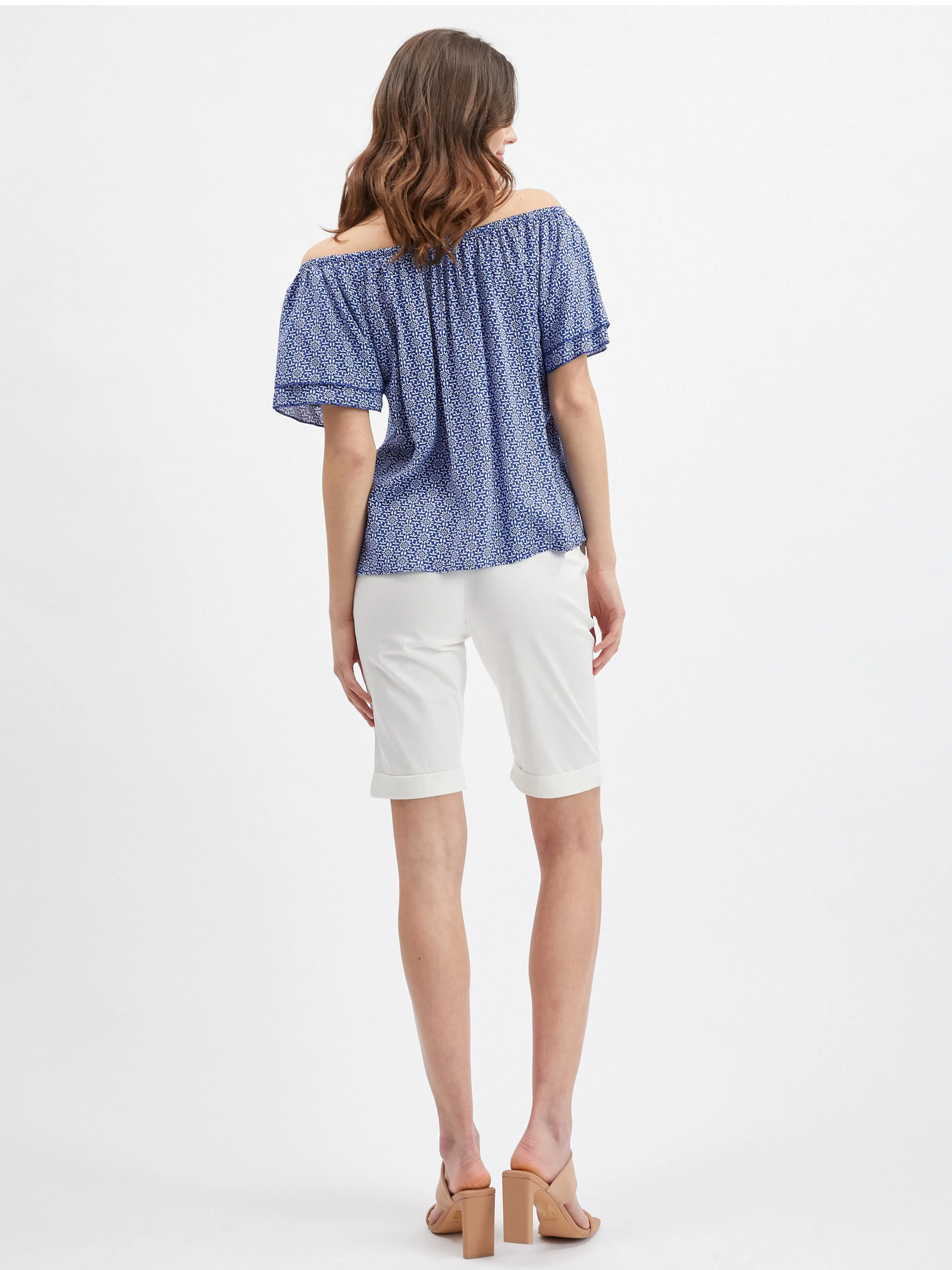 Blaue gemusterte Damenbluse ORSAY