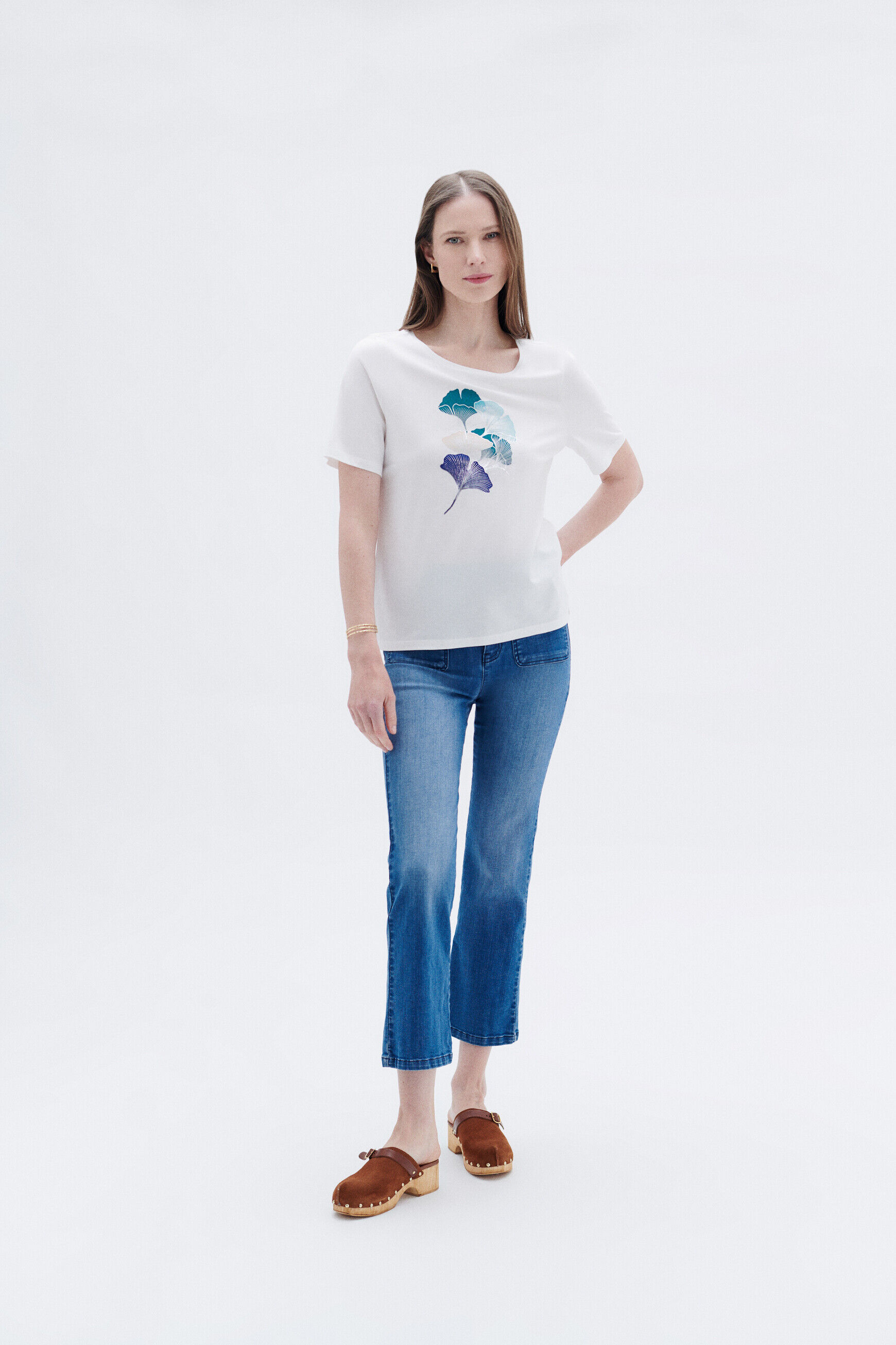 T-shirt Aja à visuel bleu turquoise femme