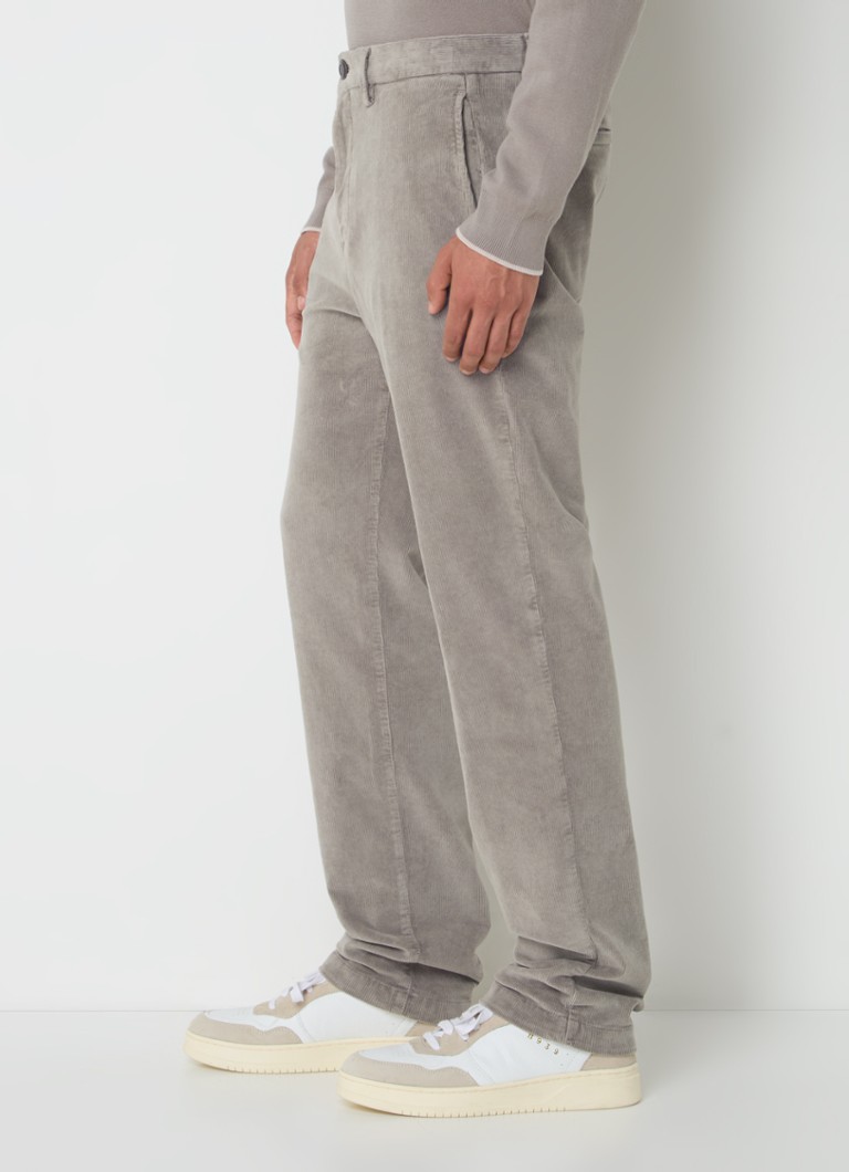 Pantaloni chino din catifea reiată, cu croială dreaptă și buzunare laterale, Boggi Milano