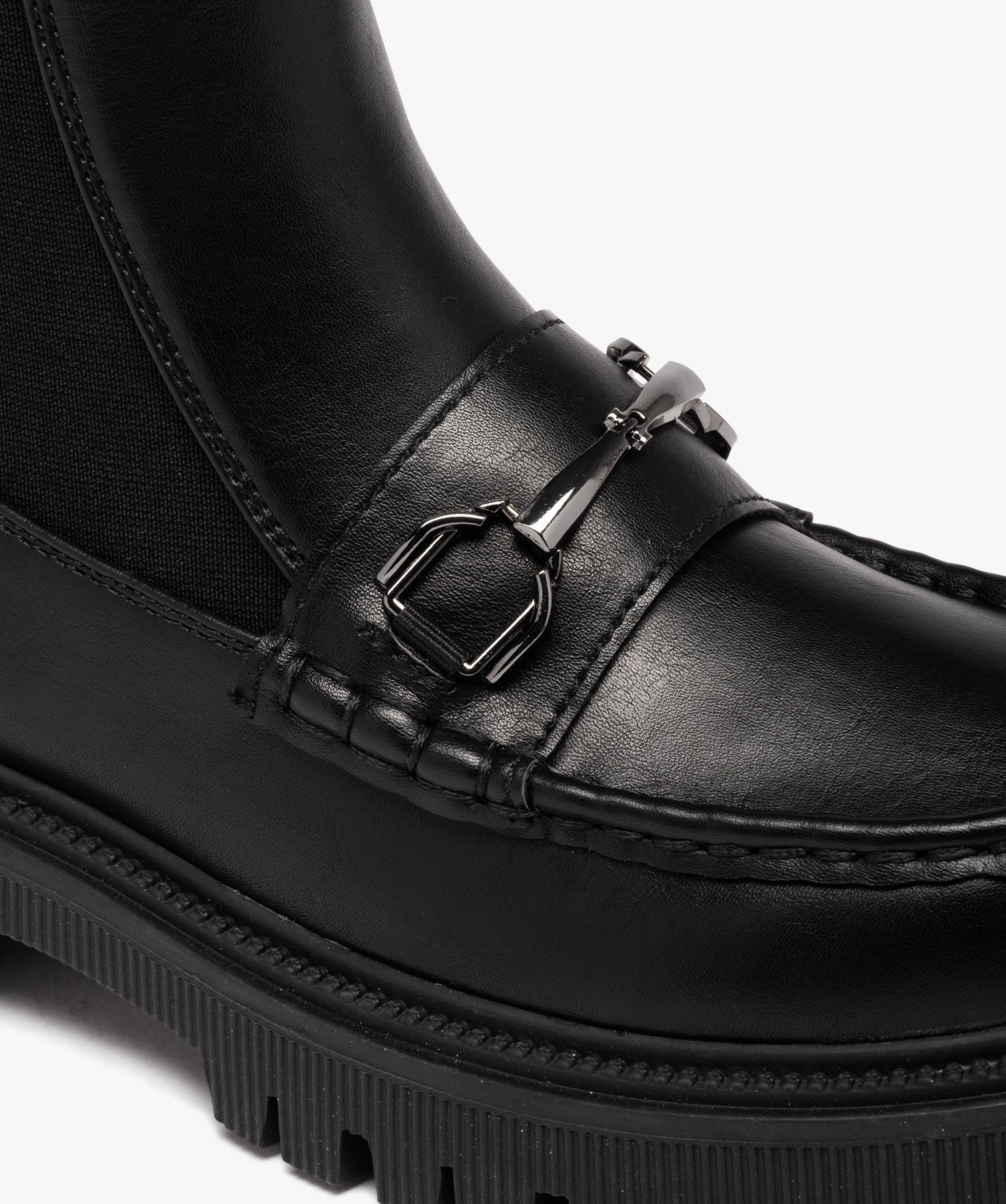 Boots femme à semelle crantée look mocassins femme noir | GEMO