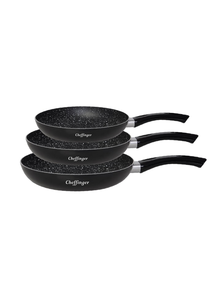 Cheffinger 3er-Set Bratpfannen in Schwarz günstig kaufen onesize
