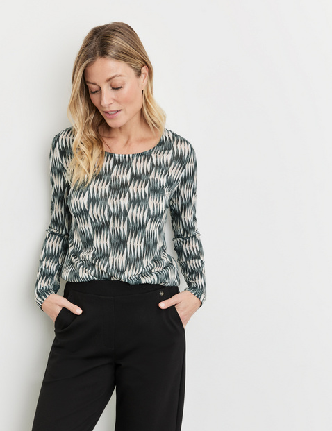 Gemustertes Langarmshirt mit Ausbrenner-Qualität