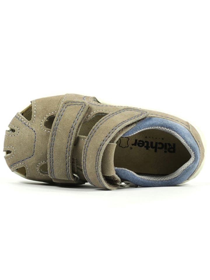 Richter Shoes Leder-Halbsandalen in Khaki günstig kaufen