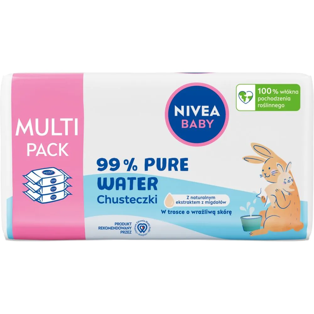 Nivea Baby biologiškai skaidomos servetėlės su 99 % grynu vandeniu, 3 x 57 vnt.