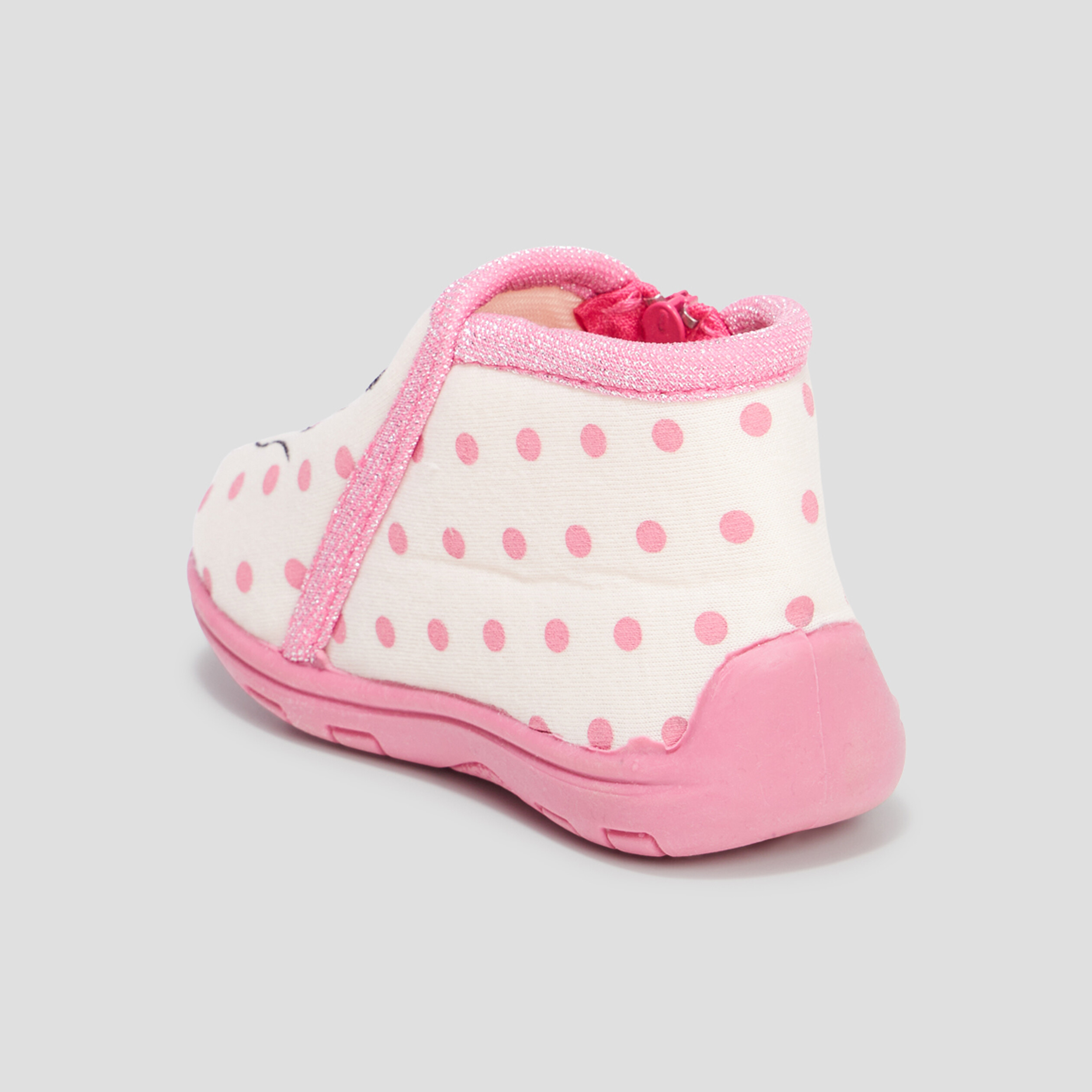 Chaussons bottillons zippés Minnie rose bébé fille | La Halle