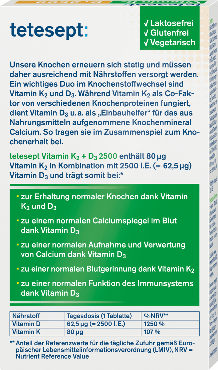Vitamin K2 + D3 Tabletten 30 St, 9,2 g