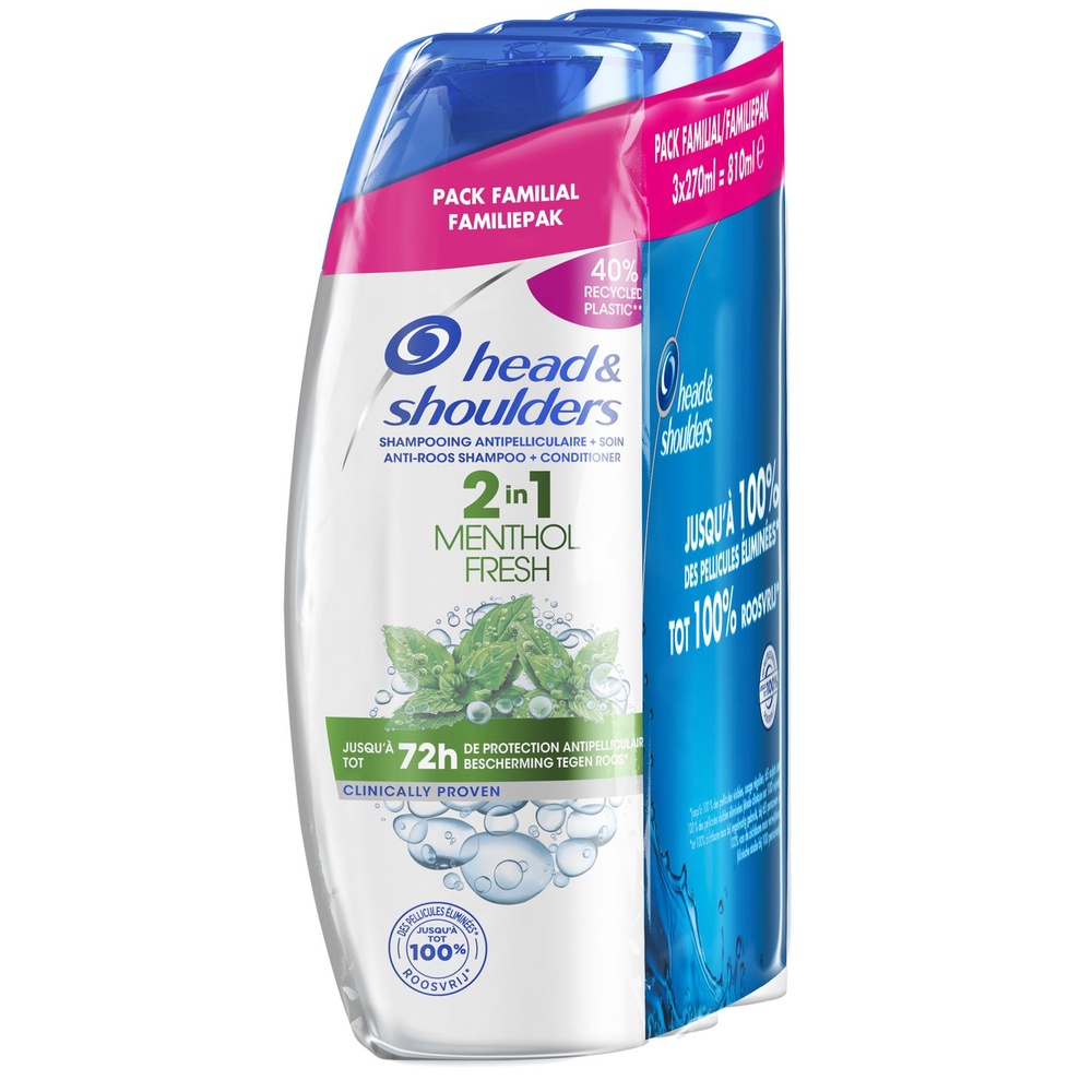 head & shoulders Head & Shoulders Menthol Fresh Shampoing 2en1, 3x270ml Shampoing