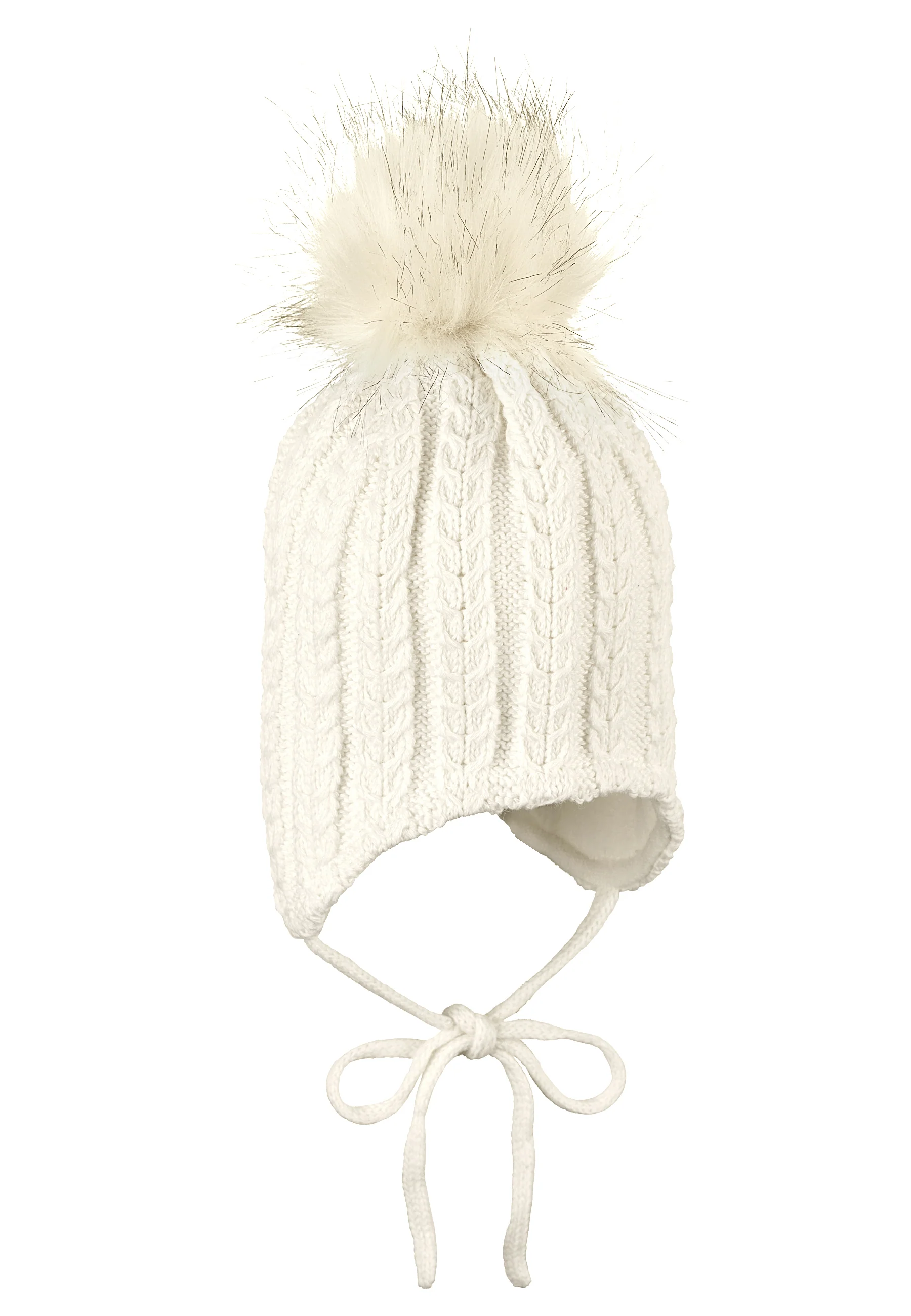 Strickmütze Baby mit Pompon und Zopfmuster