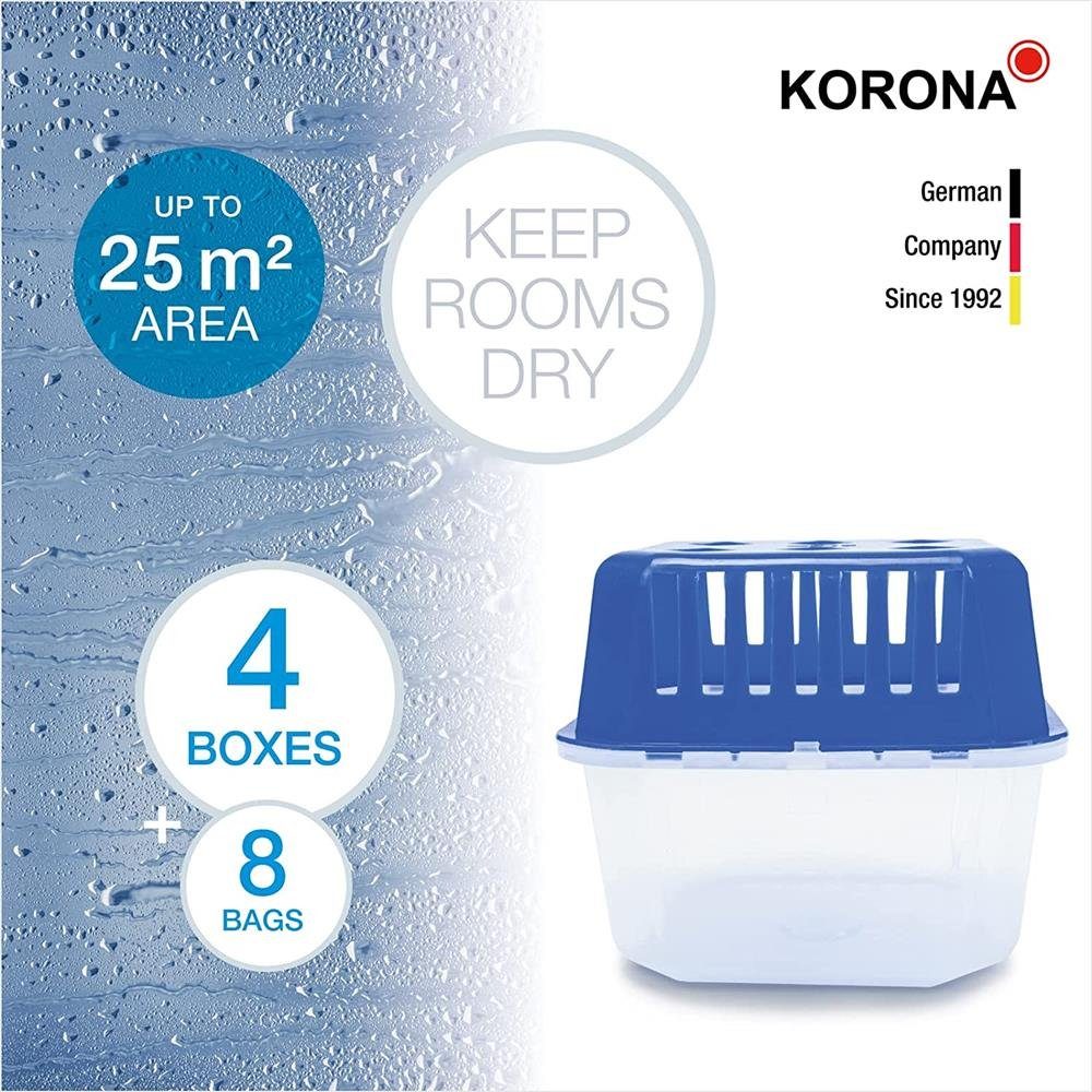 KORONA Luftentfeuchter Entfeuchter Boxen 82151, Luftentfeuchter Box 4er-Set, Entfeuchtet Räume, Blau, Weiß