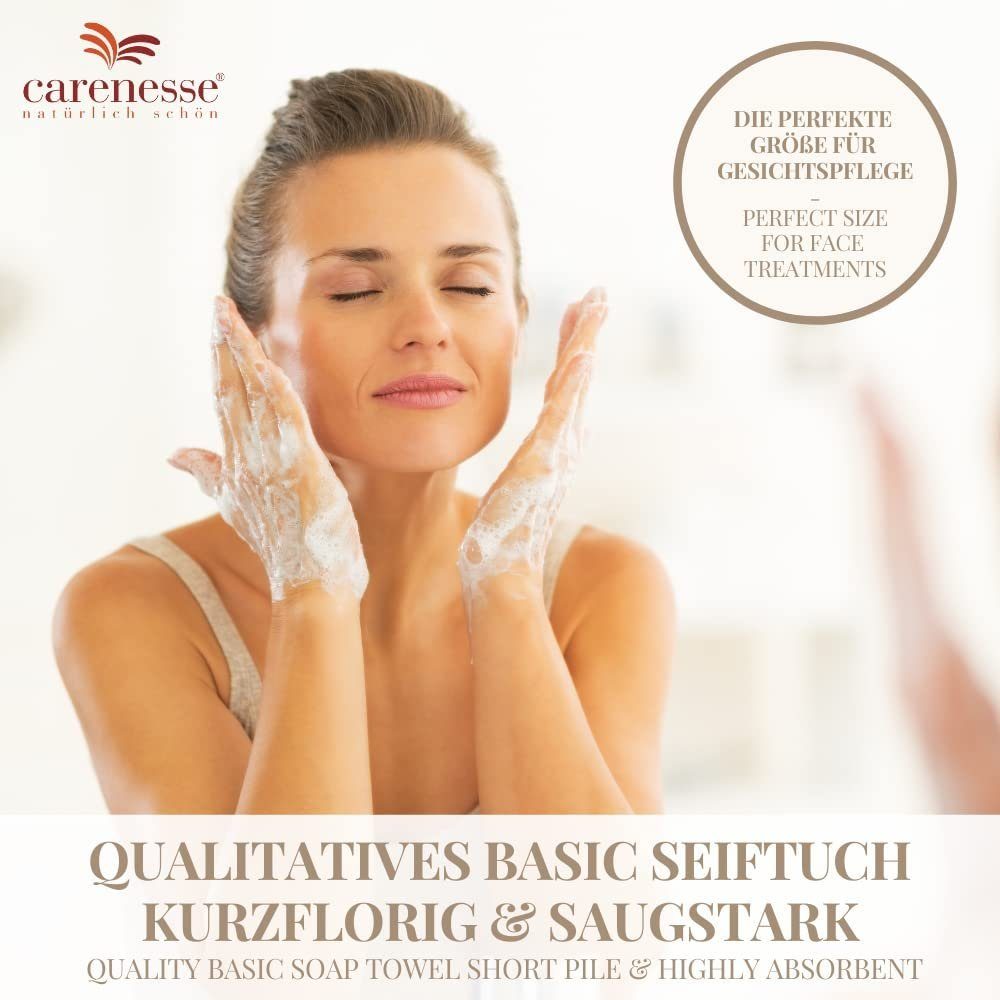 Carenesse Seiftuch 30x30 cm weiß, 6-er Pack Gesichtstuch Babytuch Gästetuch Minitowel, 100% Baumwolle fusselfrei saugstark weich Mini Handtuch Toilettentuch