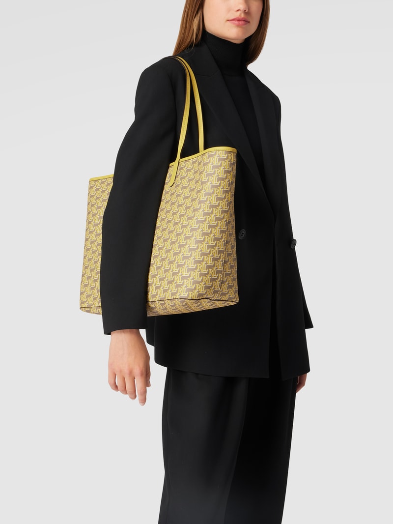 Tote Bag mit Allover-Label in gelb