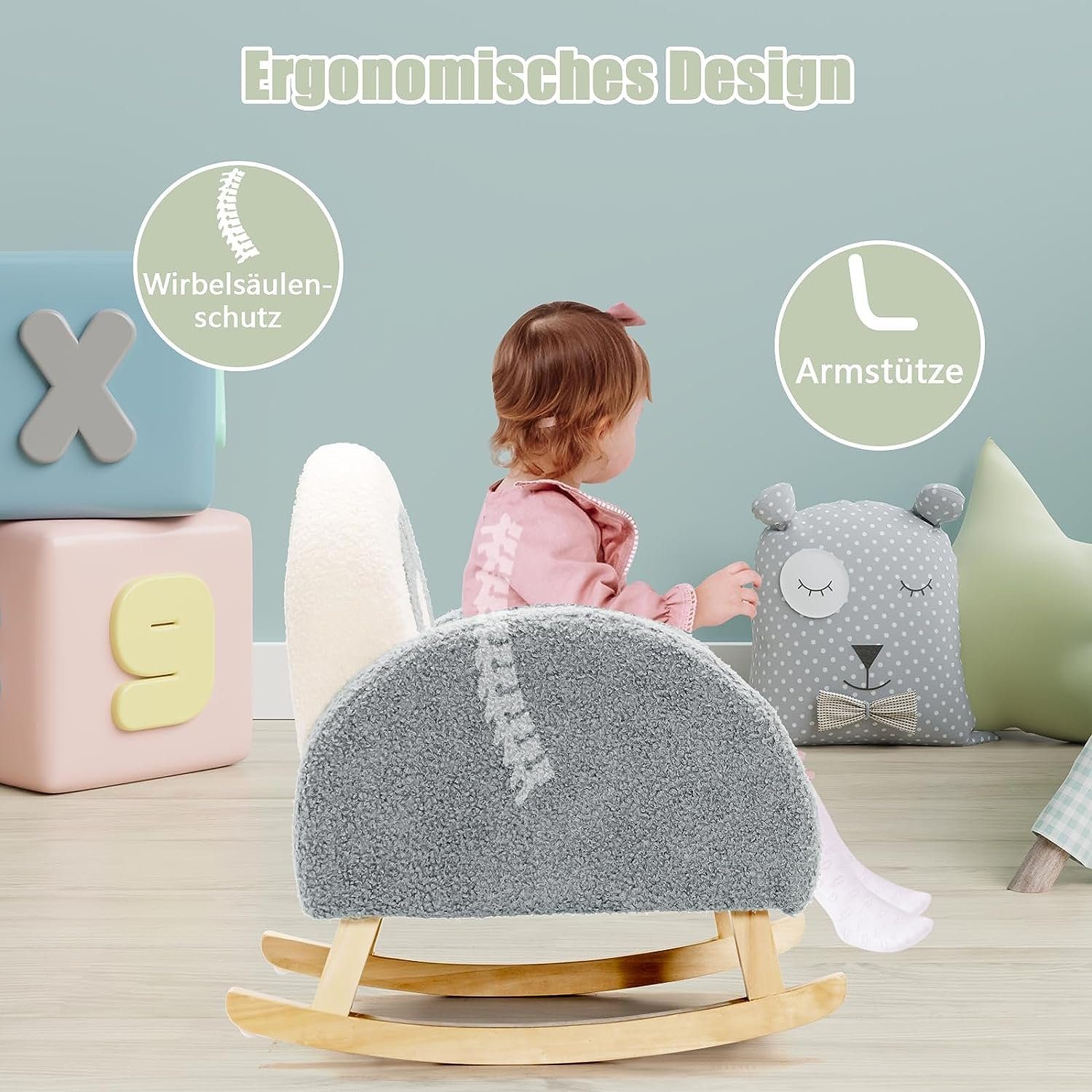 KOMFOTTEU Kindersofa Schaukelstuhl, aus Lammfellimitat