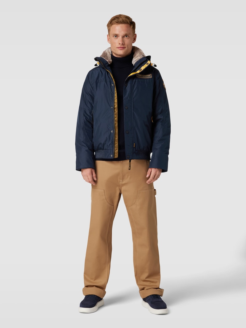 Bomberjacke mit Kunstfell Modell 'ICE STRIPER' in marineblau