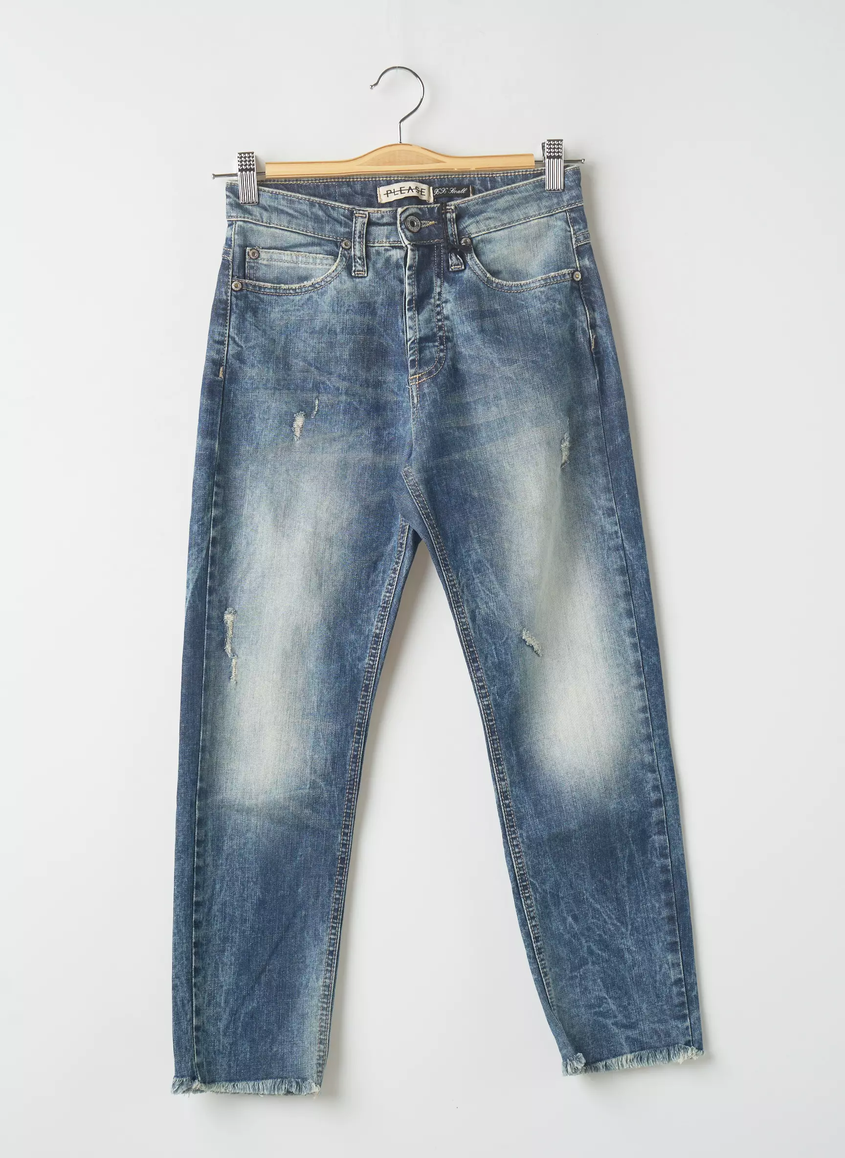 Please Jeans Coupe Slim Femme couleur bleu