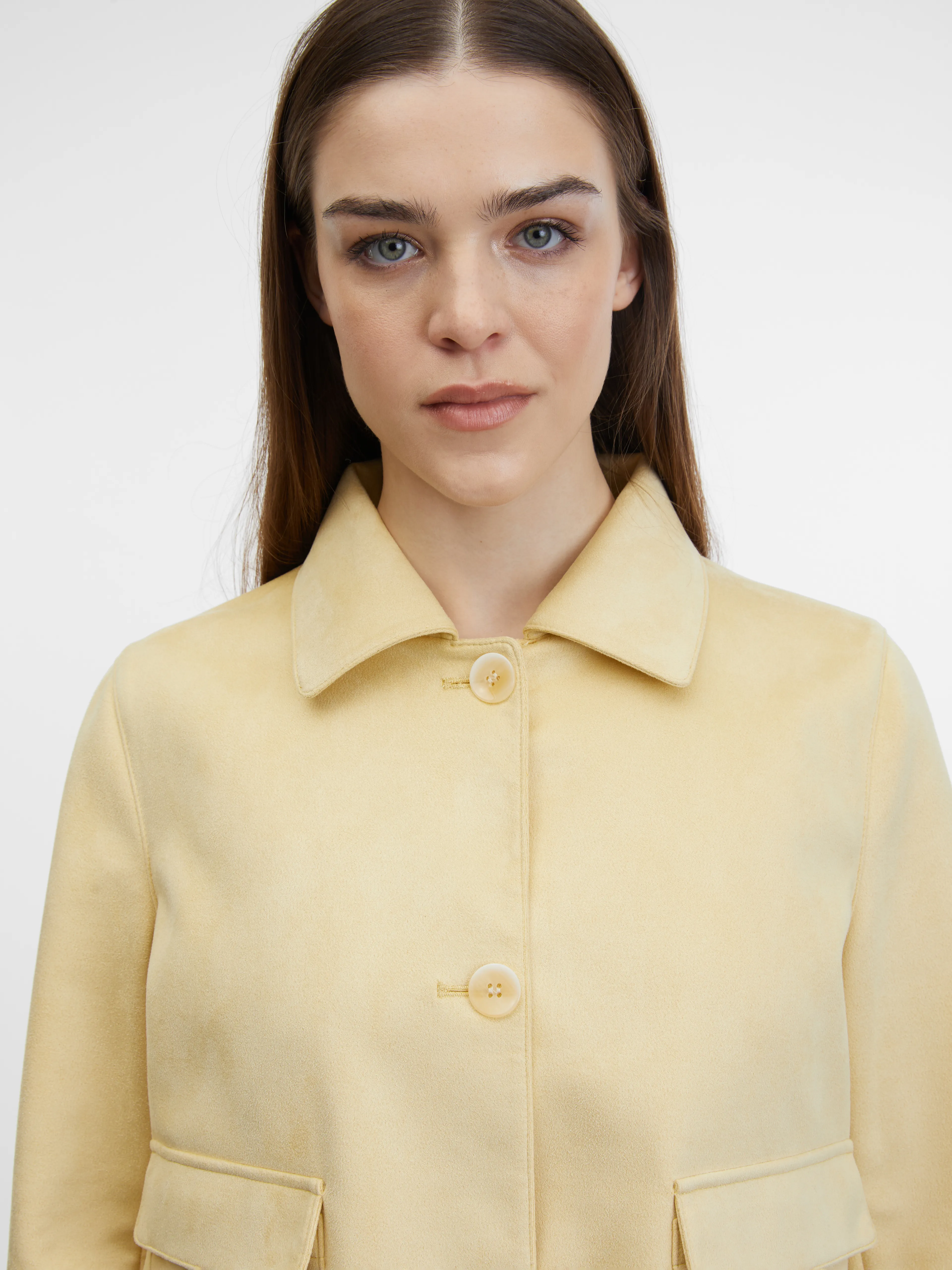 Gelbe Damenjacke aus Veloursleder ORSAY