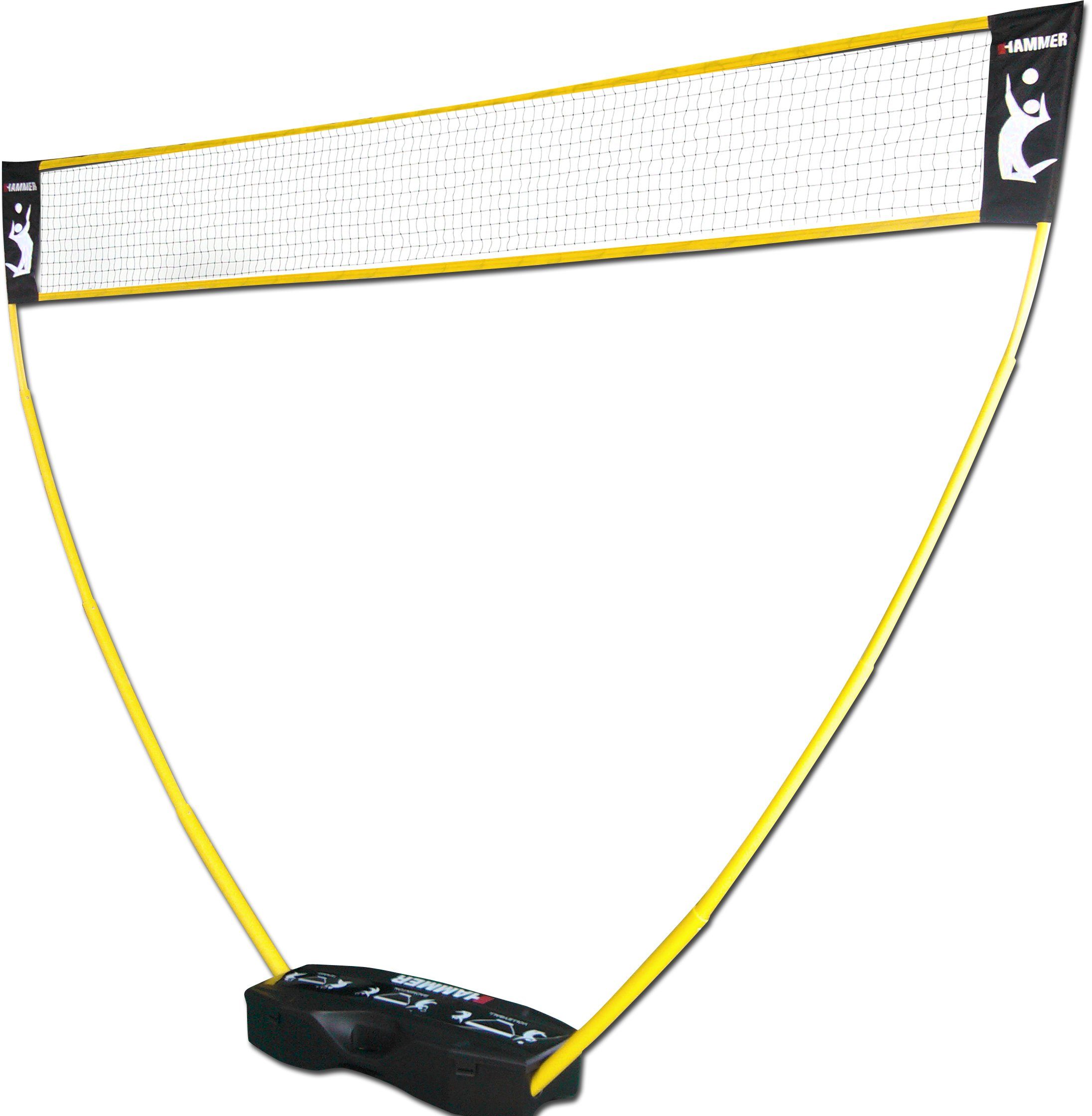 Hammer Tennisnetz (Tragekoffer, Netze, Teleskop Netzpfosten, Bodenanker), 3in1 Netz-Set für Badminton, Tennis und Volleyball