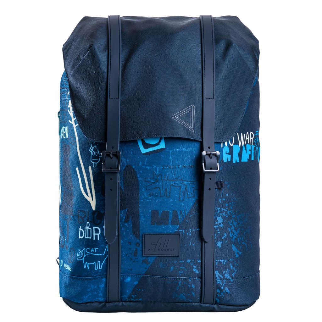 Frii of Norway Ergonomischer Schulrucksack 30L Graffiti Blue
