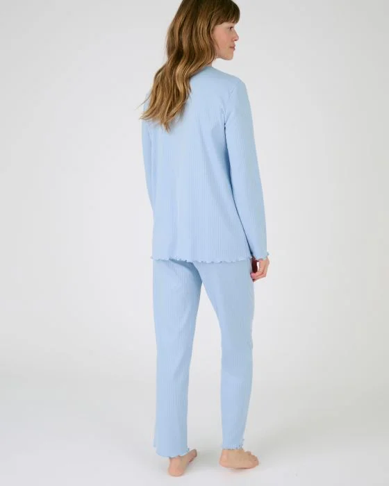 Pyjama maille interlock côtelée douce et souple