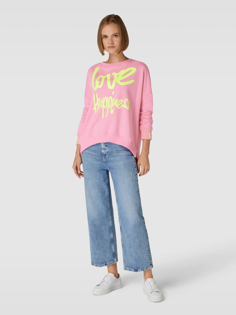 Sweatshirt mit Statement-Print Modell 'LOVE HAPPINESS' in rosa