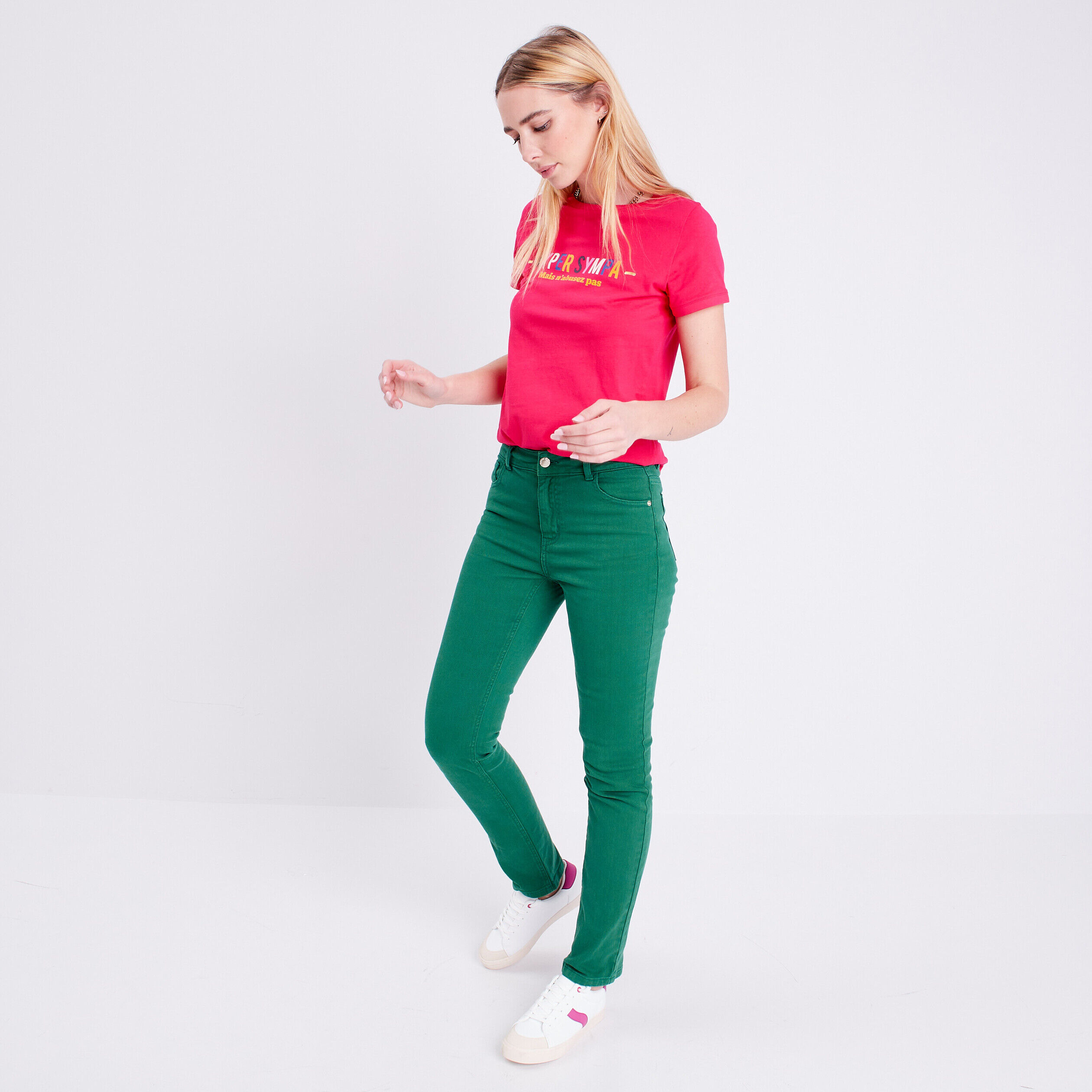 T-shirt manches courtes rose vif femme | Cache Cache