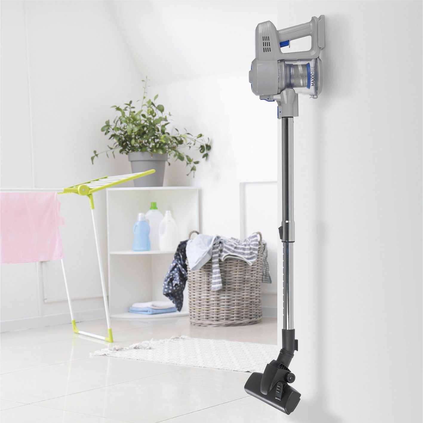 MAXXMEE Zyklon Hybrid Staubsauger Akku-Zyklon-Staubsauger hellgrau/blau 120W