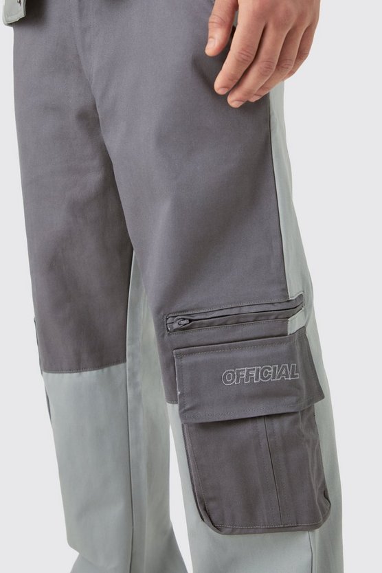Lockere Colorblock Cargo-Hose mit Official-Logo