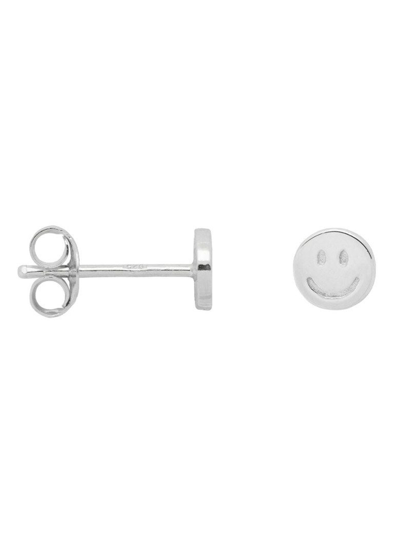 Anna + Nina Smiley single silver stud earring