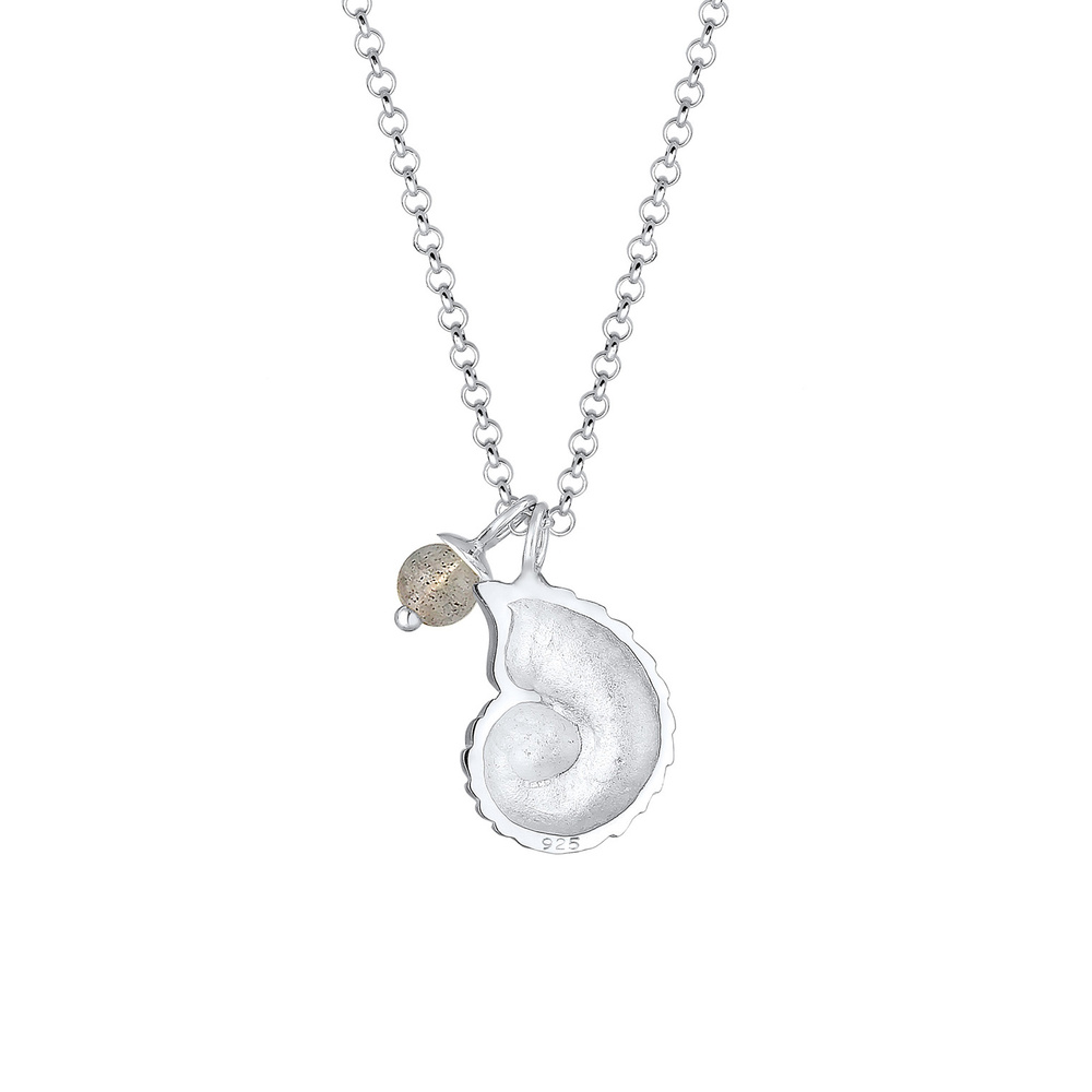 Elli Elli Collier Femme Pendentif en Coquillage et Pierre de Labradite en Argent Sterl collier