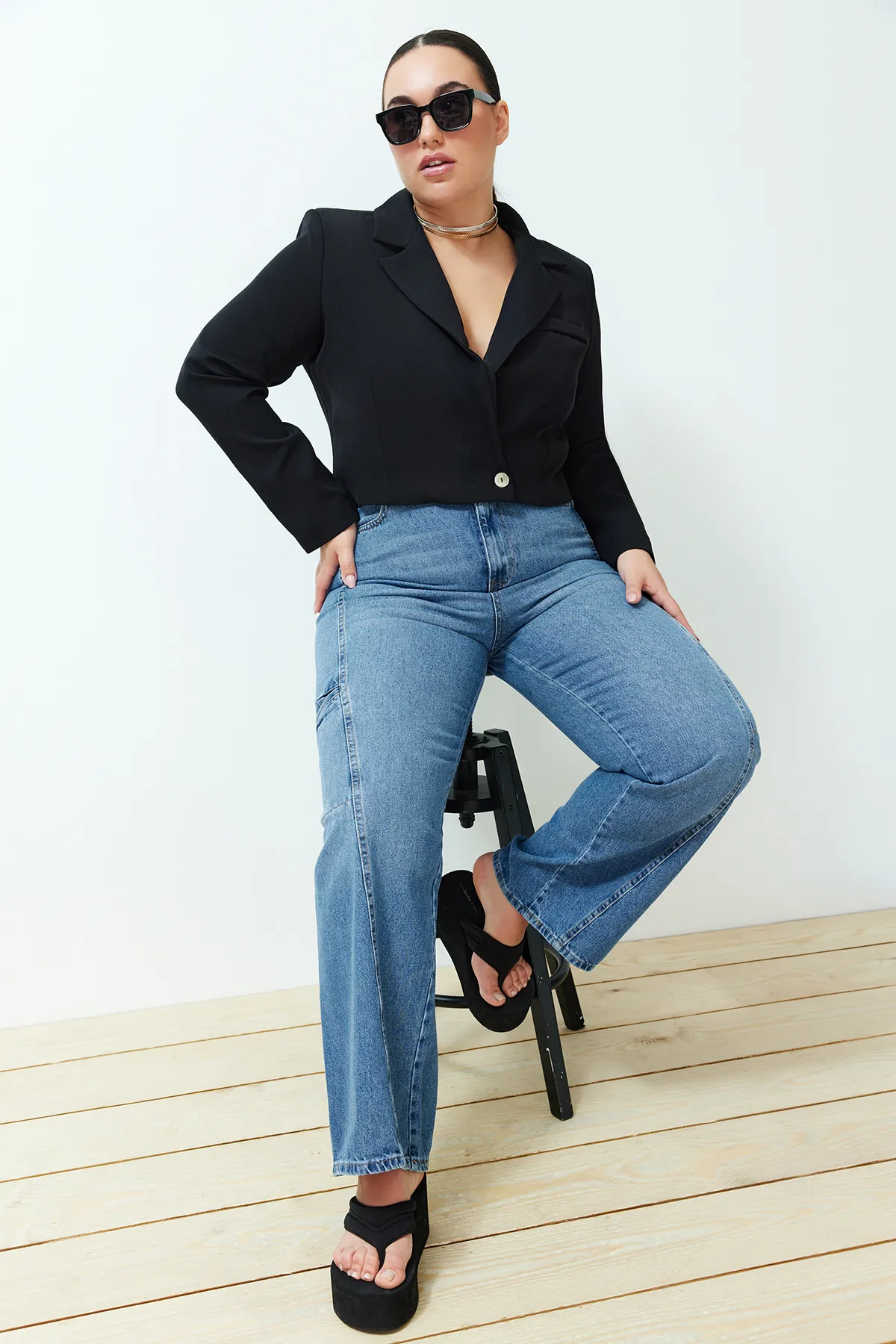Trendyol Curve  Schwarze Blazer-Webjacke