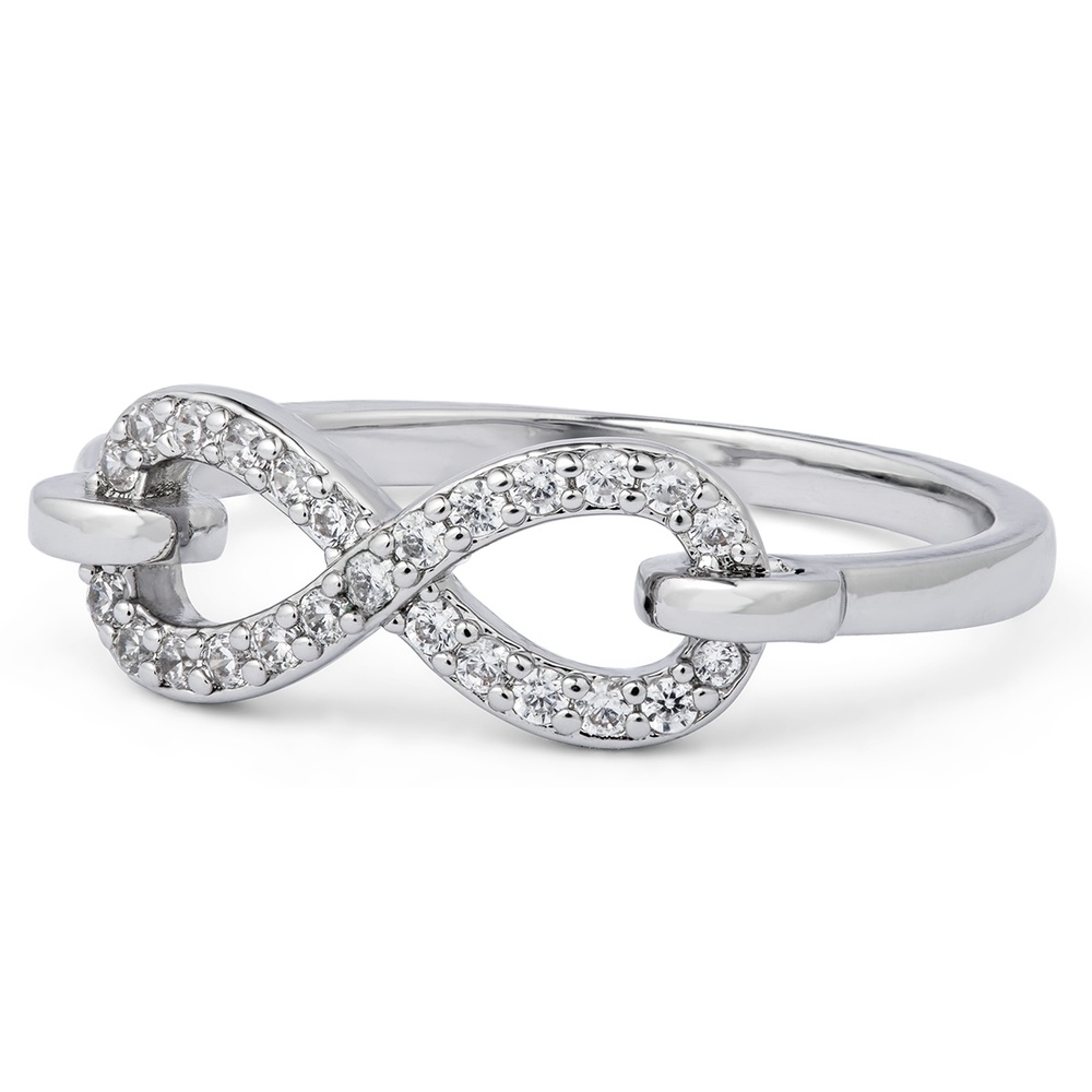 Pippa&Jean Bague en acier inoxydé Infinity Acier inoxydable Verre en Argent Bague